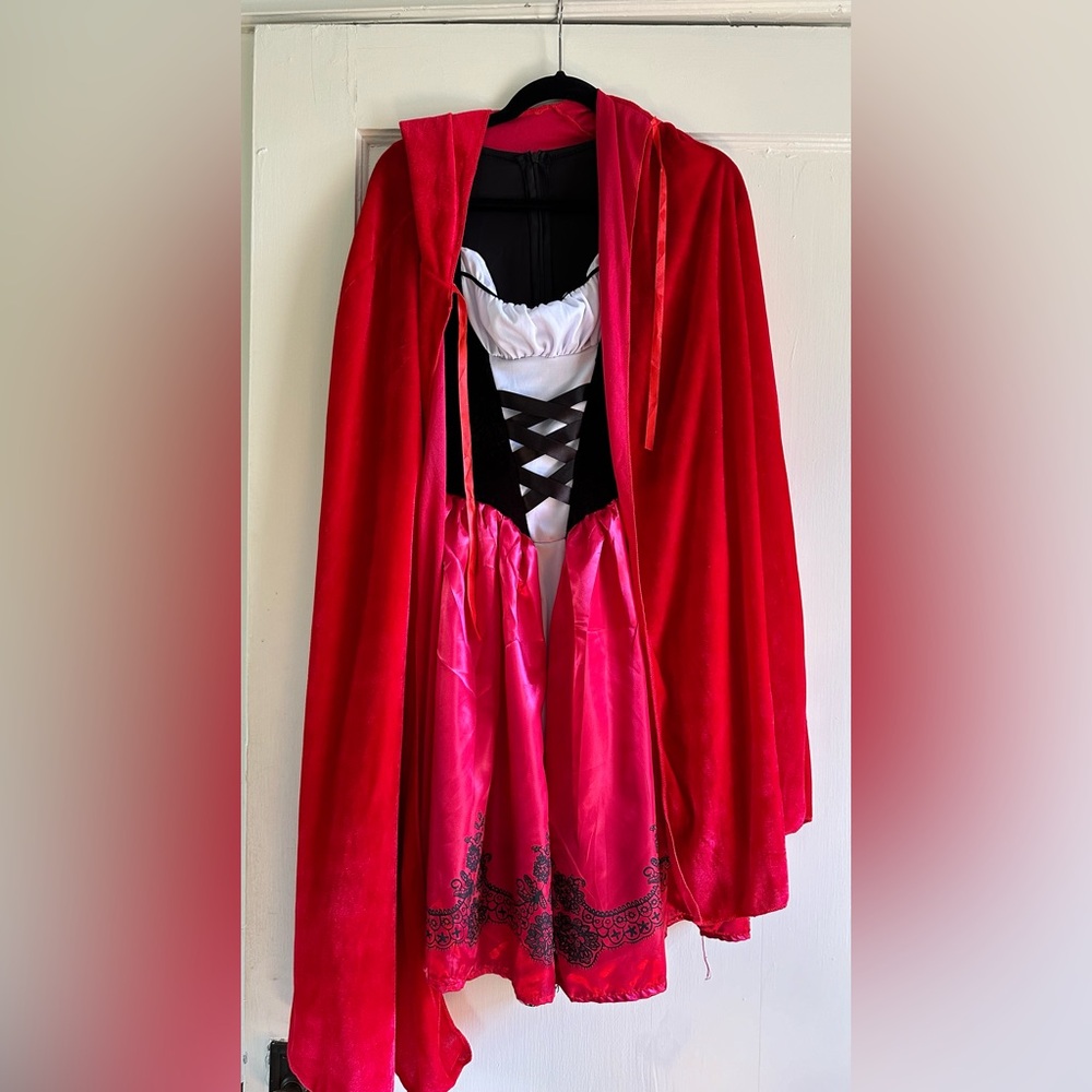Red and Black Women's Dress with Cape